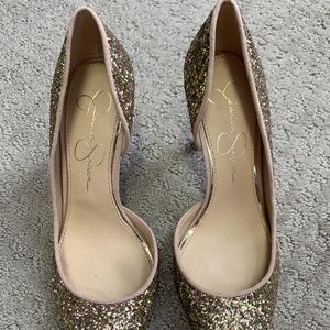 Jessica Simpson gold Livvy heels